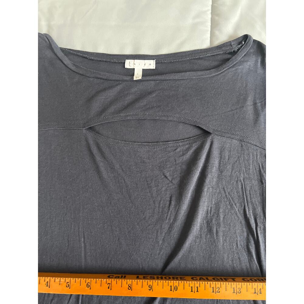 Leith Shirt Adult L Gray Long Sleeve Cut‎ Out Athletic Running Casual Womens - Picture 4 of 6
